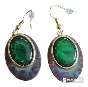 Green Paua Shell Earrings